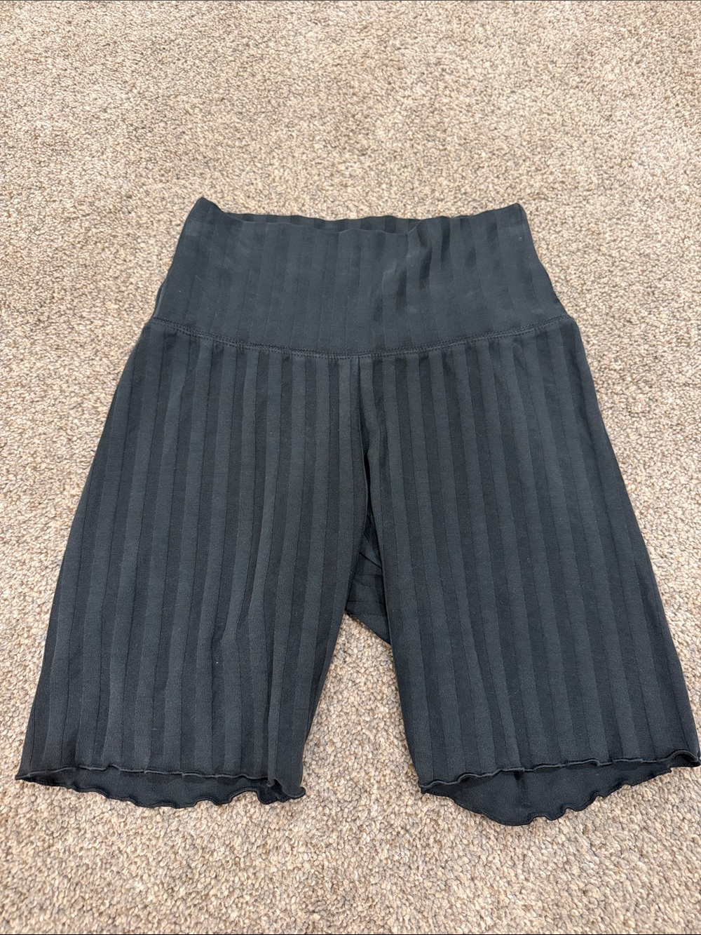 aerie Black Ribbed High-Waist Bike Shorts
